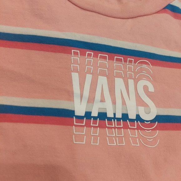 Vans Kids Pink and Blue Striped Long Sleeve Tee - Picture 3 of 3